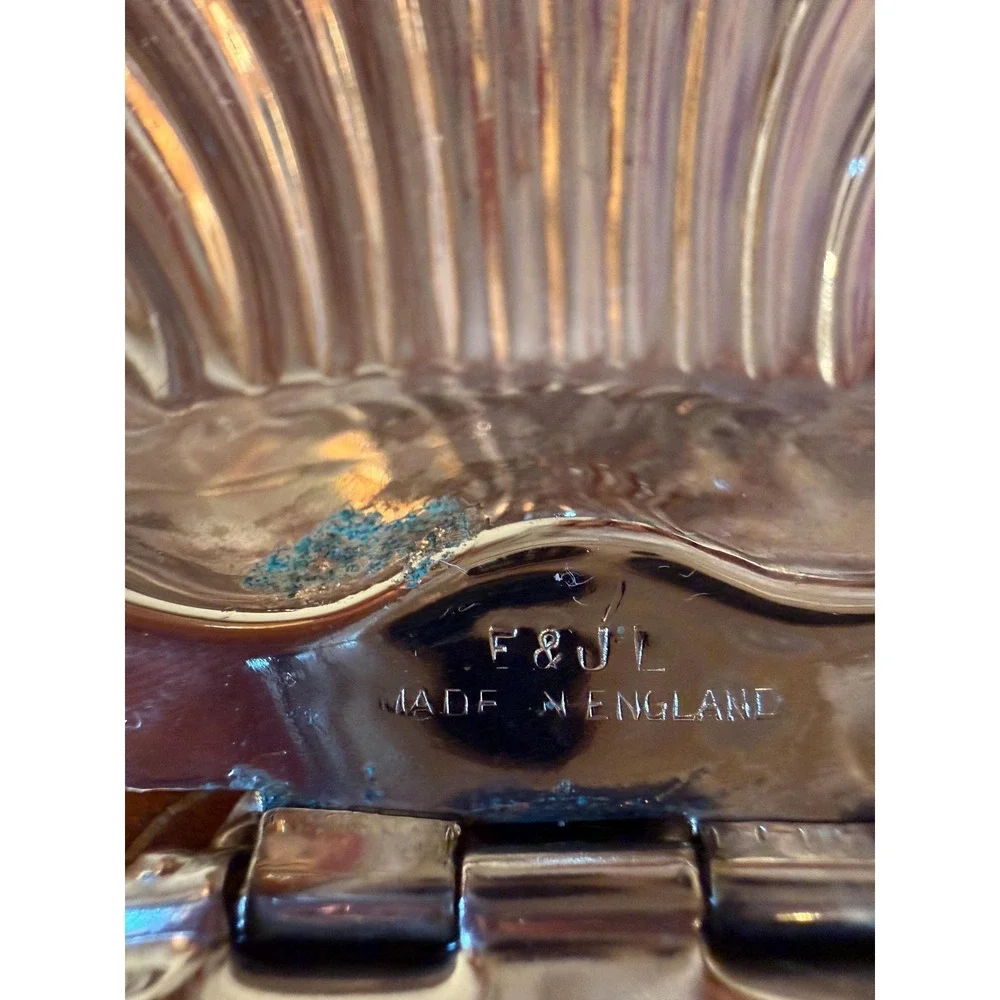 Vintage Clamshell Butter Dish • E&JL Silver Plate Server w/ Frosted Glass Insert